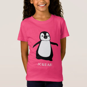 Camiseta Garota personalizada de ilustração de pinguins f