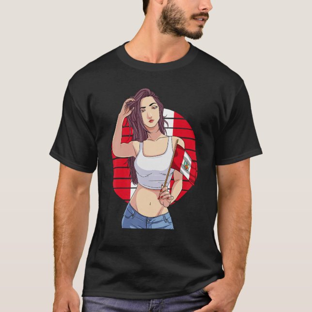 Camiseta Garota peruana sinaliza orgulho latino peruano (Frente)