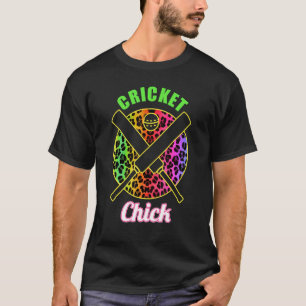 Camiseta Garota Pintinho de críquete Leopard Bat Cricketer 