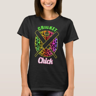 Camiseta Garota Pintinho de críquete Leopard Bat Cricketer