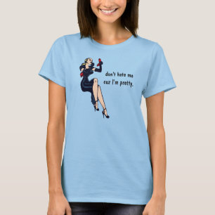 Camiseta Garota Pinup de Glamour Retro Loira Bonita Vintage