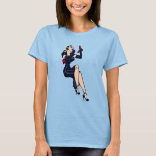 Camiseta Garota Pinup de Glamour Retro Loira Bonita Vintage