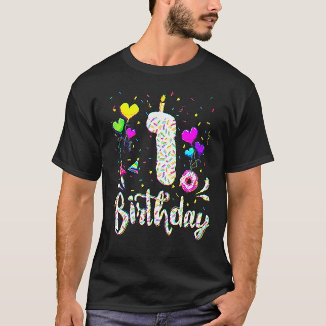 Camiseta Garota primeiro aniversario 1 Anos de Idade Peça D (Frente)