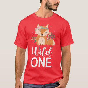 Camiseta Garota primeiro aniversario Selvagem Raposa Por Di
