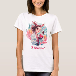Camiseta Garota Química Festiva Aquarela Arte Científica