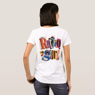 Camiseta Garota retrô, colagem retrô “Retro Girl” Tipografi