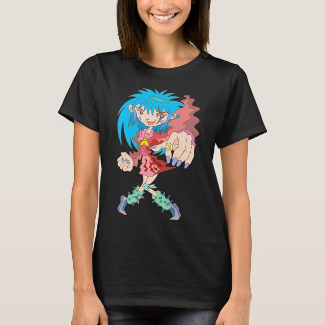 Camiseta Garota Retro Cyberpunk. (Frente)