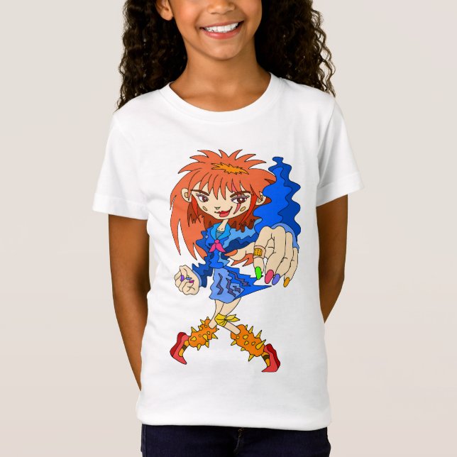 Camiseta Garota Retro Cyberpunk. (Frente)