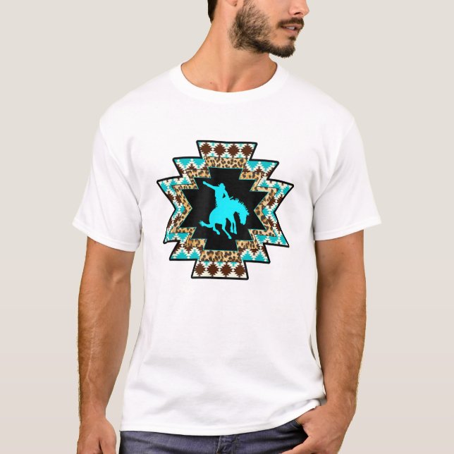 Camiseta Garota Rodeo Garota Serape Aztec impressão T (Frente)