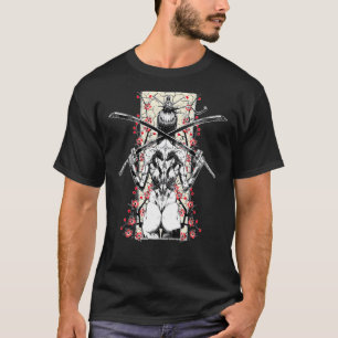 Camiseta Garota Samurai Japonesa E Vintage Sakura Cherry Bl