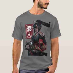 Camiseta Garota Samurai japonesa e Vintage Sakura Cherry Bl