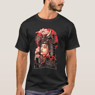 Camiseta Garota Samurai Tatuagem Japonesa Mulher Guerreira