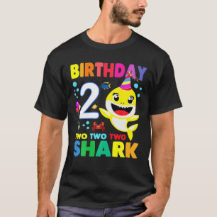 Camiseta Garota segundo aniversário De Tubarão-Bebê 2 An
