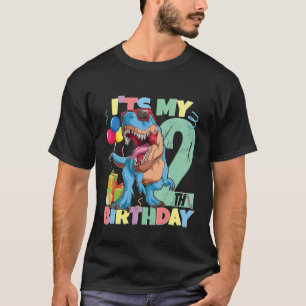Camiseta Garota segundo aniversário Rex 2 Anos 2020 Dinosa