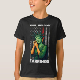 Camiseta Garota Segura Minha Estátua De Modo De Luta Da Lib