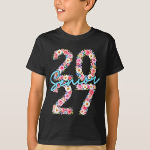Camiseta Garota sênior 2027 turma de 2027 floral flor