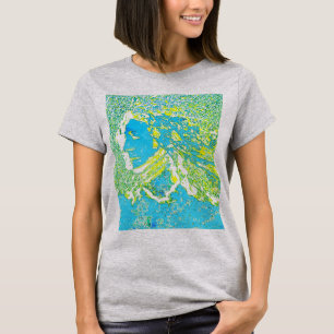 Camiseta "Garota Sonhadora" na Turquesa Design Verde Amarel