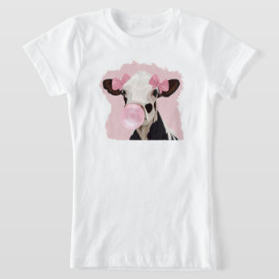 Camiseta Garota Soprando Bolha Rosa