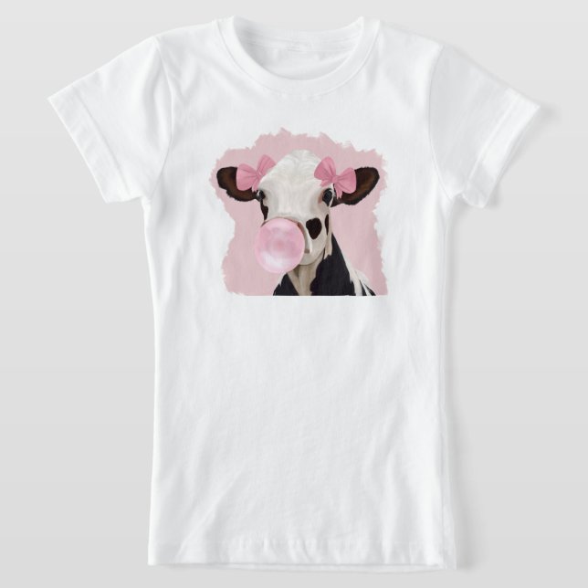 Camiseta Garota Soprando Bolha Rosa (Postura )
