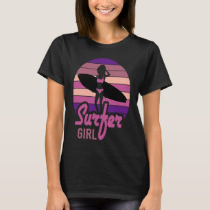Camiseta Garota Surfista Surfando Prancha de Surf Praia Ver
