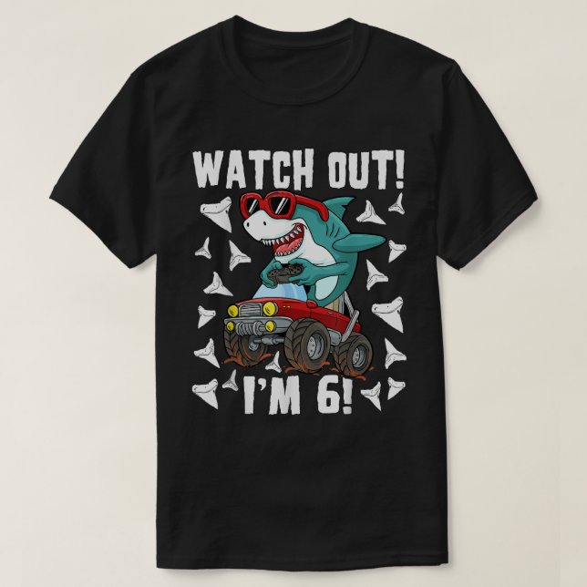 Camiseta Garota-Tubarão-6 De 6 Anos Monstro Tr (Frente do Design)