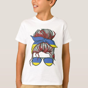 Camiseta Garota Ucraniana Com Óculos De Sol Orgulho Patriót