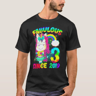 Camiseta Garota Unicorn aniversário de 3 anos Unicorn De 3