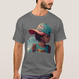 Camiseta Garota Urbana com Óculos de Sol vintage