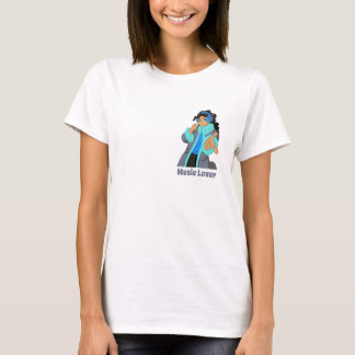 Camiseta Garota Usando Fone de Ouvido Amante da Música