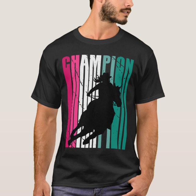 Camiseta Garota verde-rodeio campeã em corridas de cavalos (Frente)