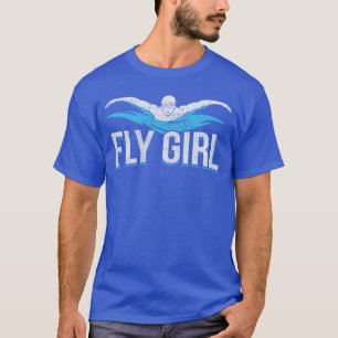 Camiseta Garota Voadora Nadar Borboleta Nadadora Equipe de