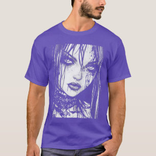 Camiseta Garota Waifu Demônio Grunge Gótico Anime Terror Es