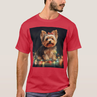 Camiseta Garota Yorkie de Natal