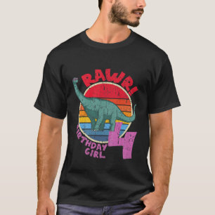 Camiseta Garotas 4 De Aniversário Eu Rawr! Brachiosaurus I