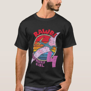 Camiseta Garotas 4 De Aniversário Eu Rawr! Pterodactylus I