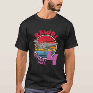 Camiseta Garotas 4 De Aniversário Eu Rawr! Velociraptor I F
