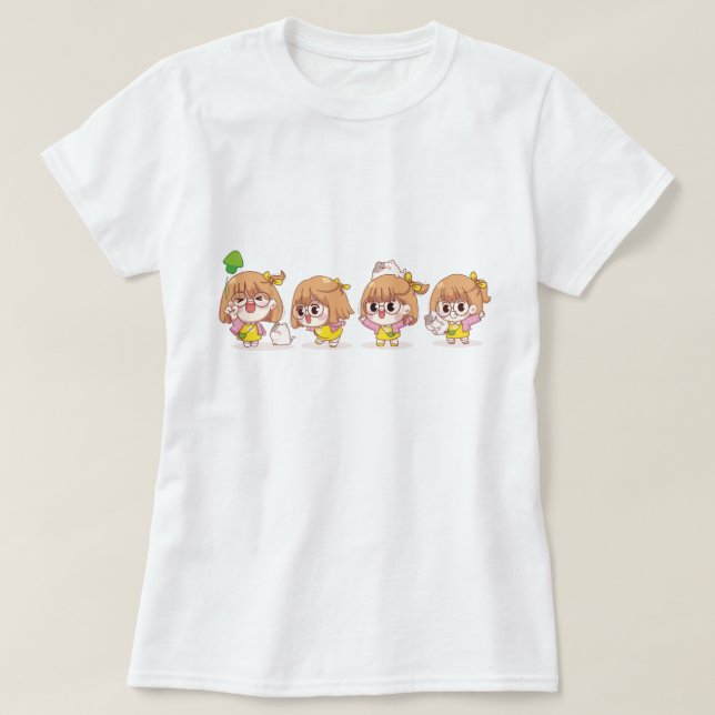 Camiseta Garotas Bonitas Com Gatos (Frente do Design)