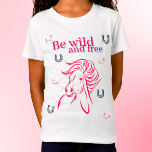 Camiseta Garotas bonitas são selvagens e cavalos decorativ