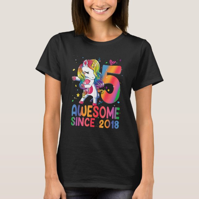 Camiseta Garotas de 5 anos doem adolescentes abbing Unicorn (Frente)