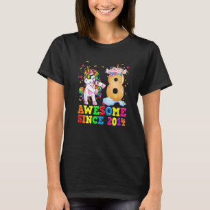 Camiseta Garotas de 8 anos bebendo Unicórnio 8. Aniversário
