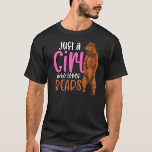 Camiseta Garotas de Animais Florestais Ursos-Marrons