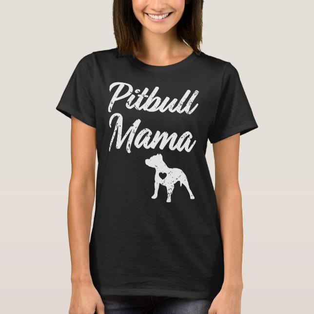 Camiseta Garotas-de-Pitbull Mamãe Enfiam Cão-Touro (Frente)