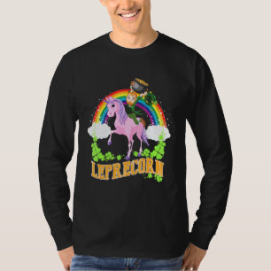 Camiseta Garotas-Dia de São Patrício de Leprecorn Cute Unic