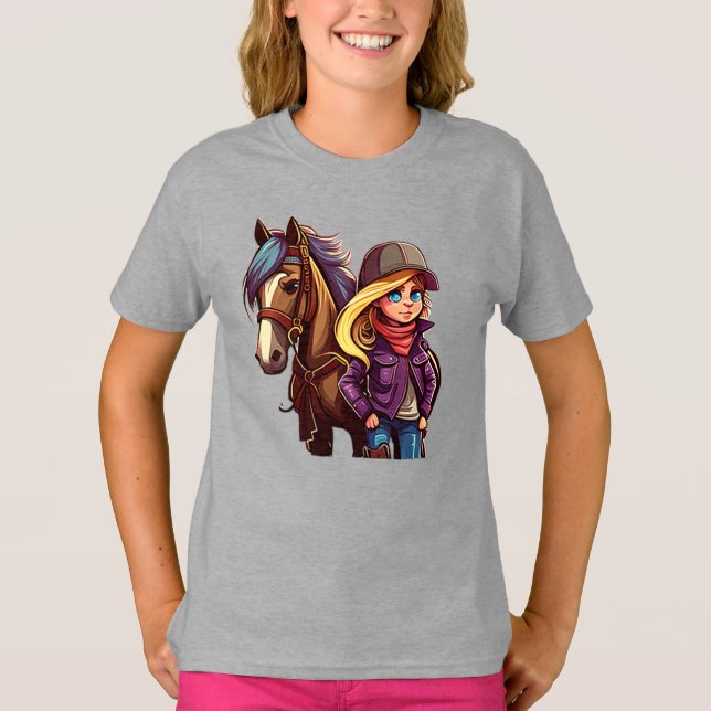Camiseta Garotas do cavalo, pônei fofo engraçado (Frente)