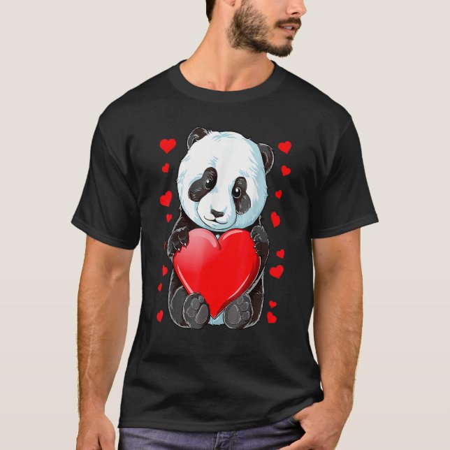 Camiseta Garotas do Dia de os namorados Panda Meninas Crian (Frente)