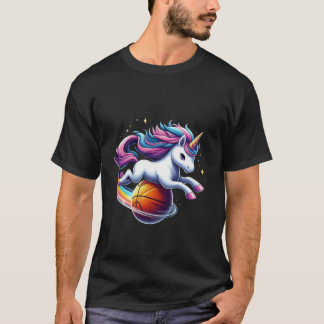 Camiseta Garotas do Unicórnio Andando de Basquete Meninas H