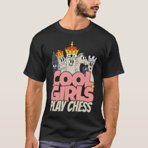 Camiseta Garotas legais jogam xadrez xadrez ditado jogado