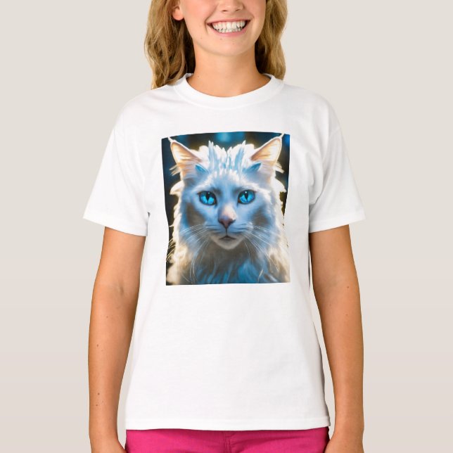 Camiseta Garotas Modelo de Vestuário Gatinhas Crianças T-Sh (Frente)