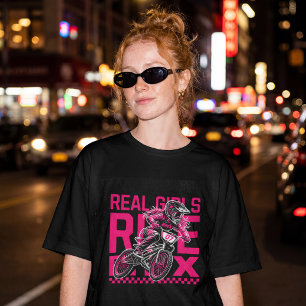 Camiseta Garotas Reais Andam de Bicicletas de Terra Motocro