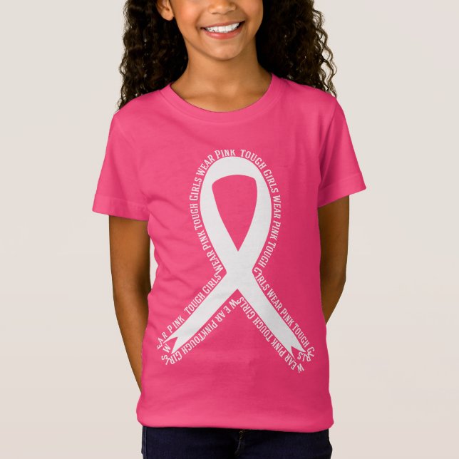 Camiseta Garotas resistentes Vestem consciência cor-de-rosa (Frente)